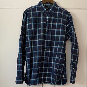 Men's J. Crew Button Down Shirt - Blue & Light Blue Plaid - Size Large